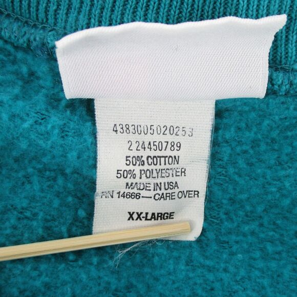 XXL Vintage 90s USA Lee Sturdy Sweats Womens Raglan Crewneck Sweatshirt Teal - Picture 3 of 8